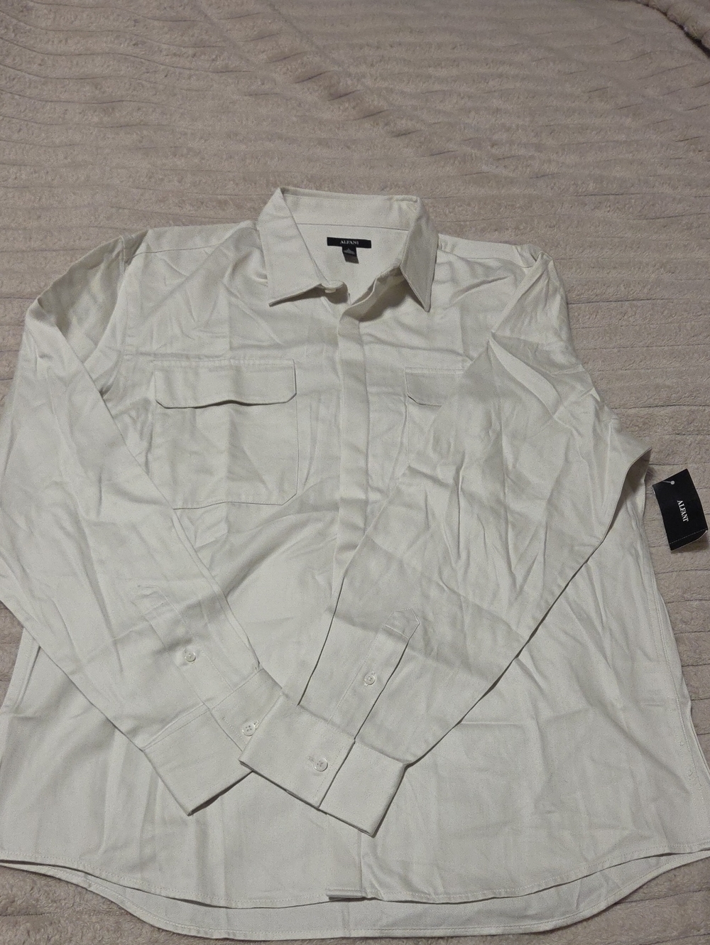 Alfani Men's Off-White Button-Up Dress Shirt